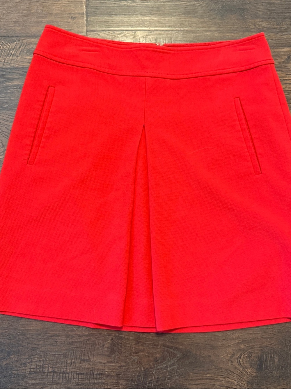LOFT Bright Red Mini Skirt with Front Pleat